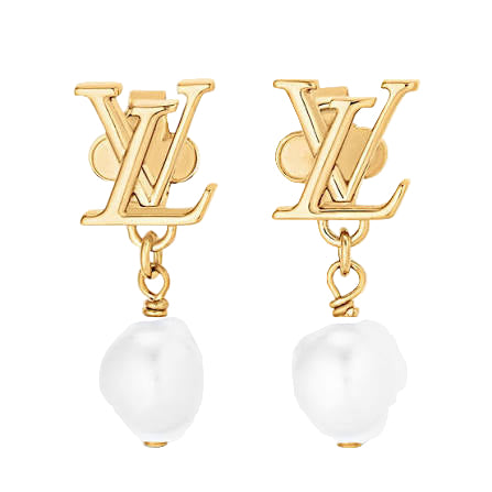 LV Ohrringe mit Perlen Gold